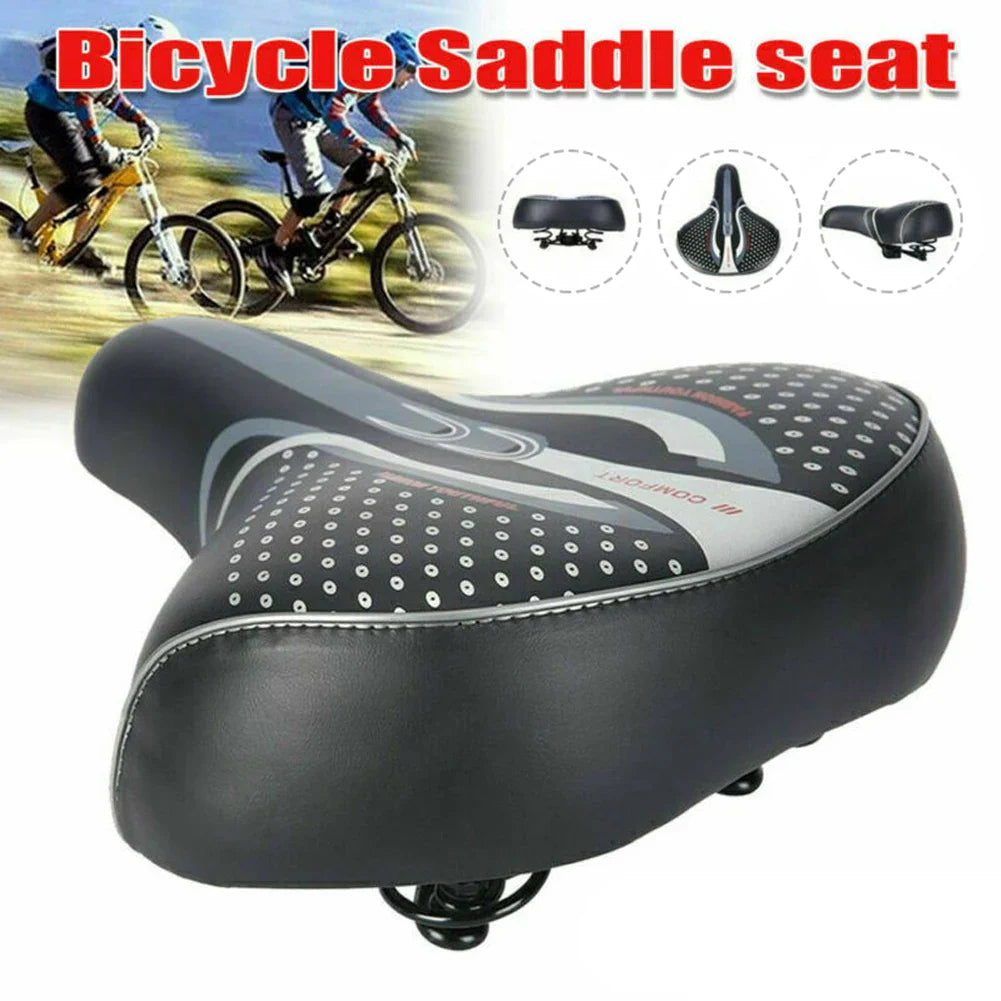 Extra Wide Comfort Bike Seat Saddle with Shock Absorption - PU Leather Cushion for Long-Distance Cycling-1
