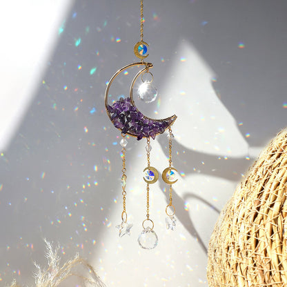 Sparkling Crystal Moon Window Decor - Fesara