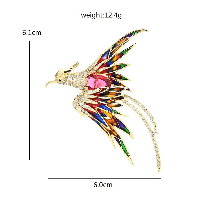 Vibrant Winged Phoenix Pin Badge