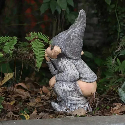 Comical Garden Gnome Statue Resin Decor