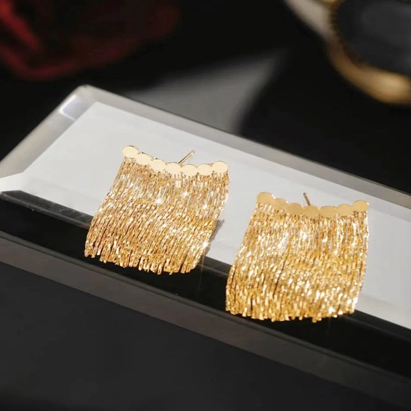 Luxury Gold Drop Tassel Earrings