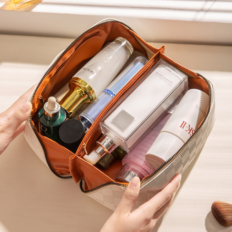 Premium Plaid Travel Makeup Pouch