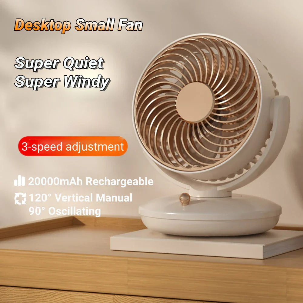 Portable USB Desk Fan with 360° Spin & 3 Speeds
