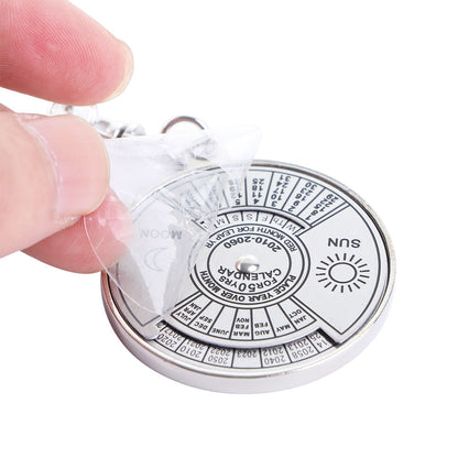 Fesara Compact Daily Mini Metal Pocket Calendar Keychain