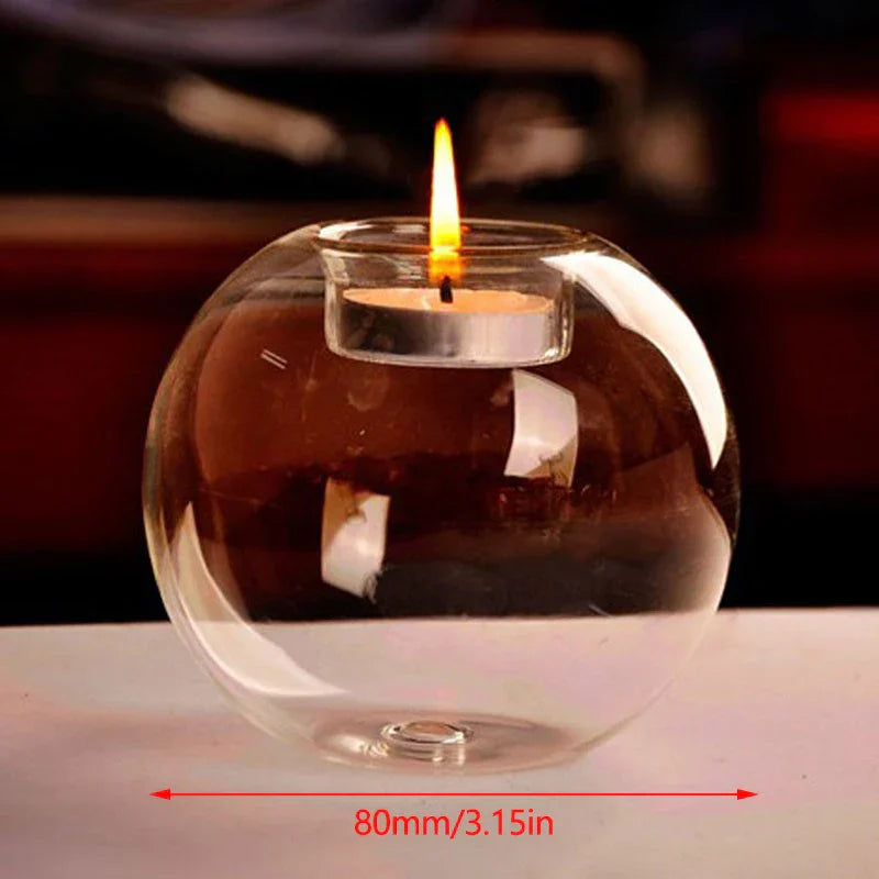 Clear Glass Tea Light Holder Circular Decorative Centerpiece