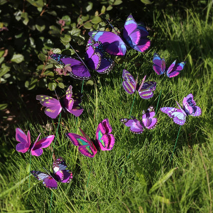 Vibrant Garden Butterfly Decor Set of 10 Water Resistant Stakes - Fesara