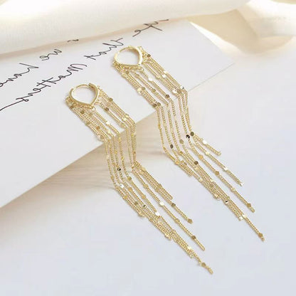 Beautiful Dangling Chain Tassel Earrings