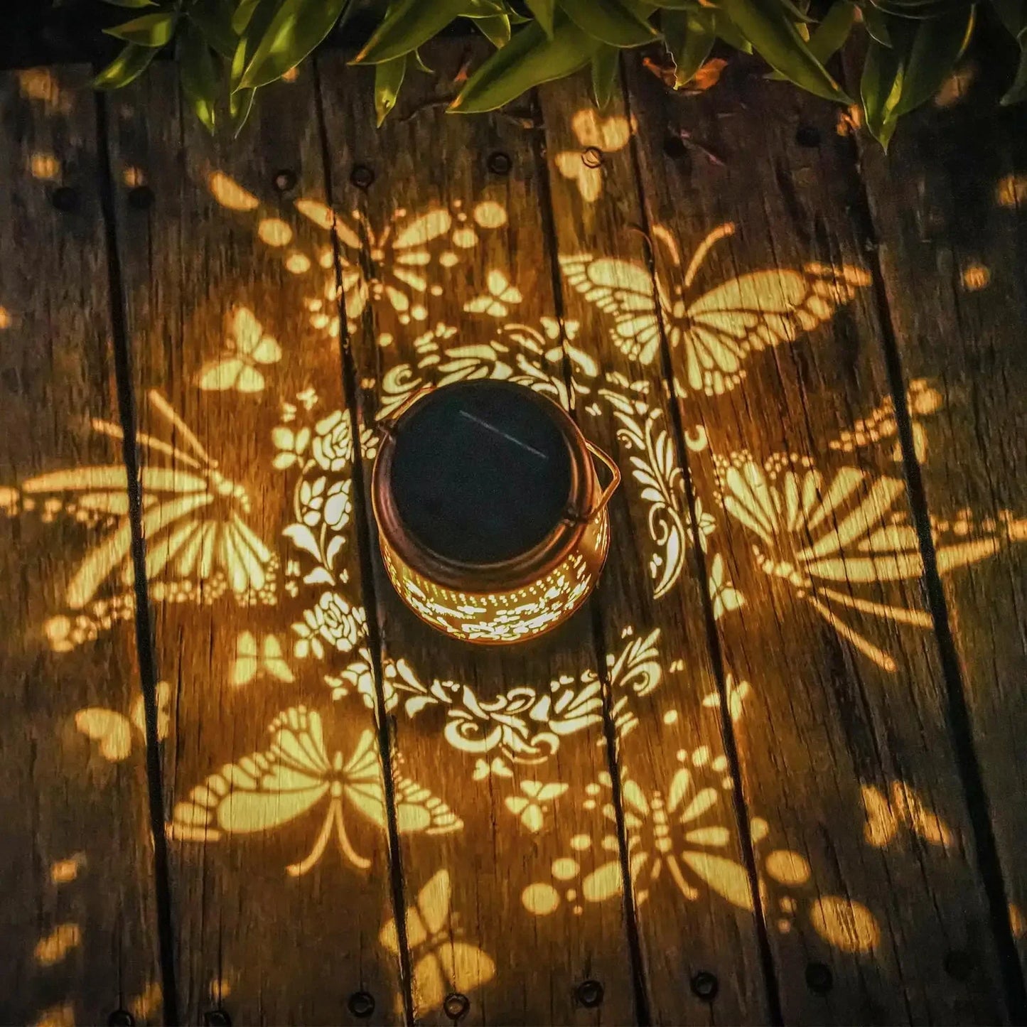 Outdoor Solar Lantern with Vintage Butterfly Design - Fesara