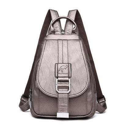 Secure Leather Ladies Backpack - Genuine Soft Sheepskin Rucksack