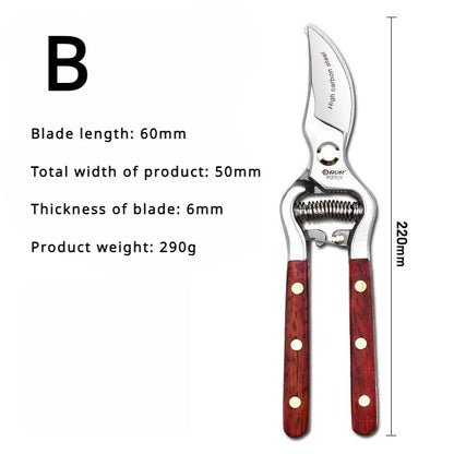 Pruning Garden Shears with Wood Handle & Sharp Blade