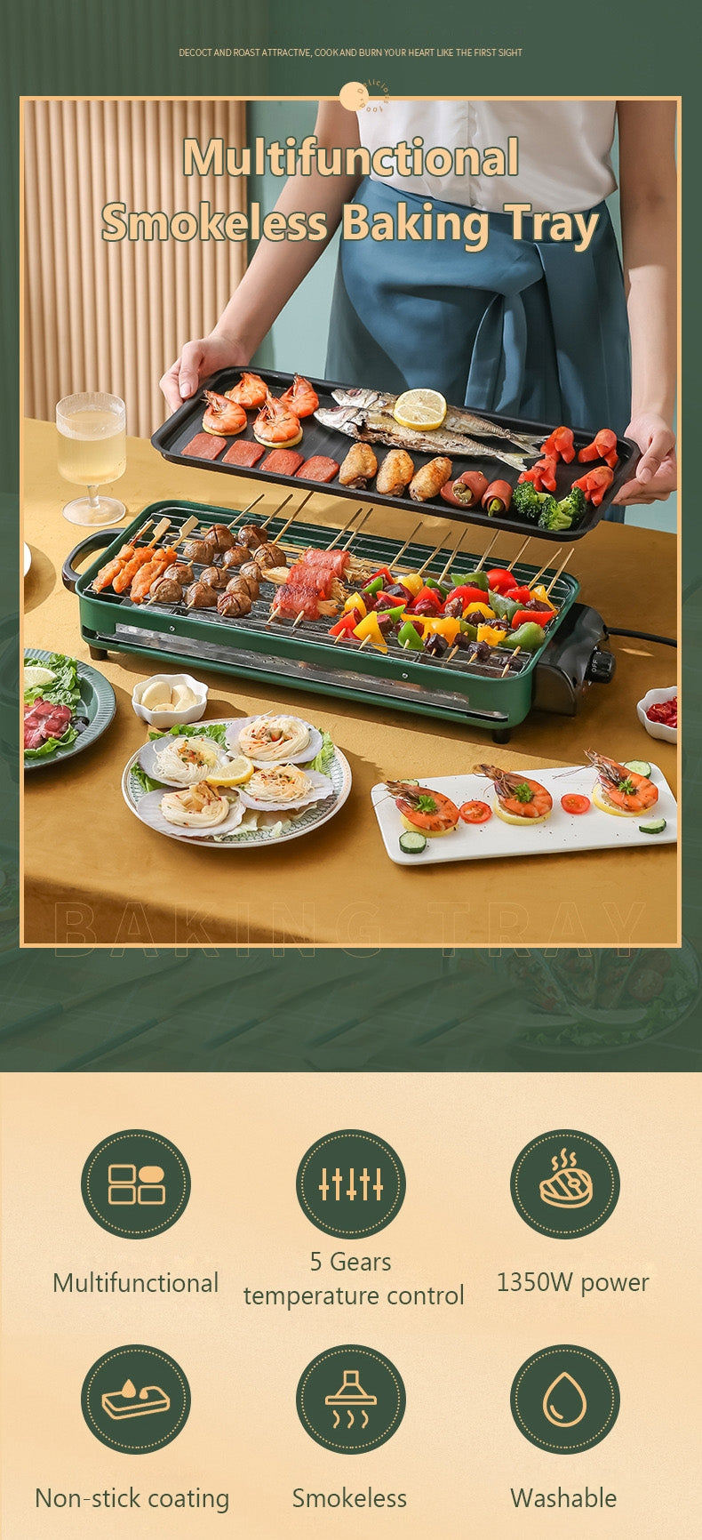 Portable Indoor Smoke Free BBQ Grill
