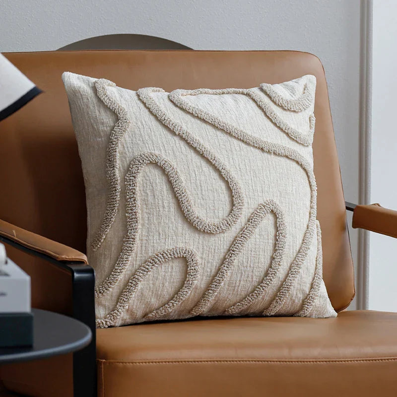 Cozy Chenille Pillow with Chic Geometric Pattern - Fesara