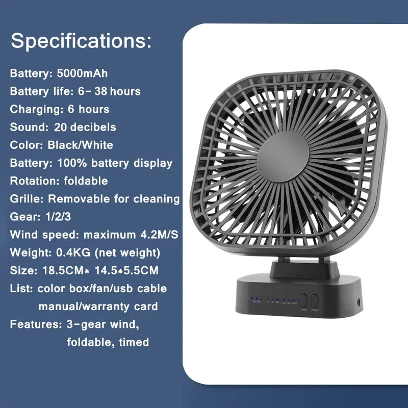 Portable Rechargeable Mini USB Desk Fan