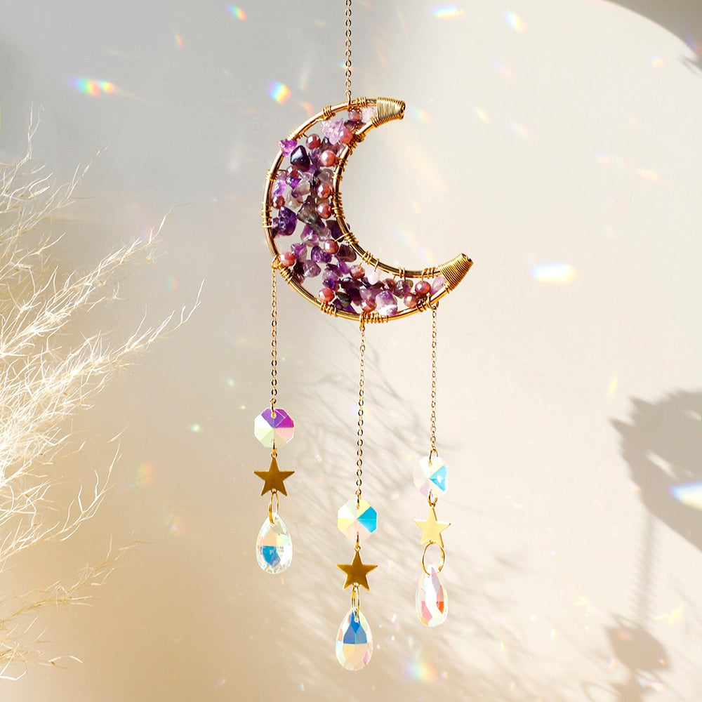 Sparkling Crystal Moon Window Decor