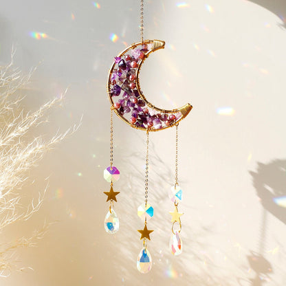 Sparkling Crystal Moon Window Decor