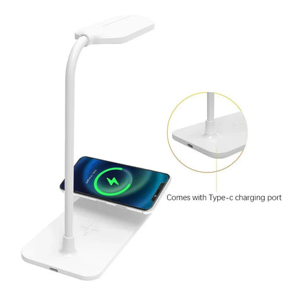 Sleek LED Desk Lamp with Wireless Charging & USB
