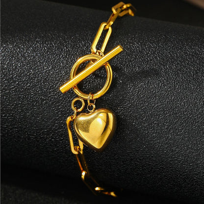 Simple Paperclip Heart Charm Bracelet