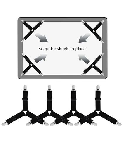 Easy Fit Bed Sheet Holders - 4 Pack Adjustable Straps