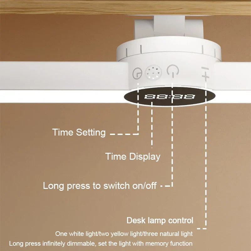 Compact LED Desk Lamp with Clock and USB Port