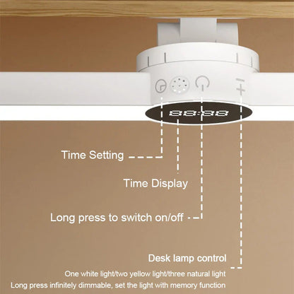 Compact LED Desk Lamp with Clock and USB Port