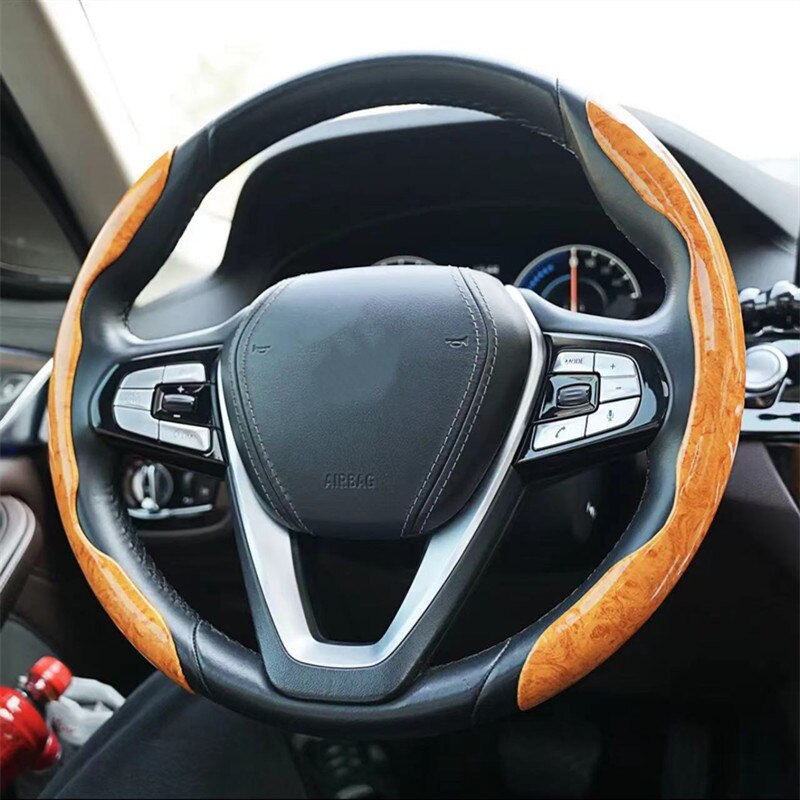GripMax | Anti-Slip Wooden Pattern Steering Wheel Cover