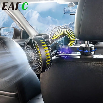 Portable Car Fan with 3 Speeds and USB Charging