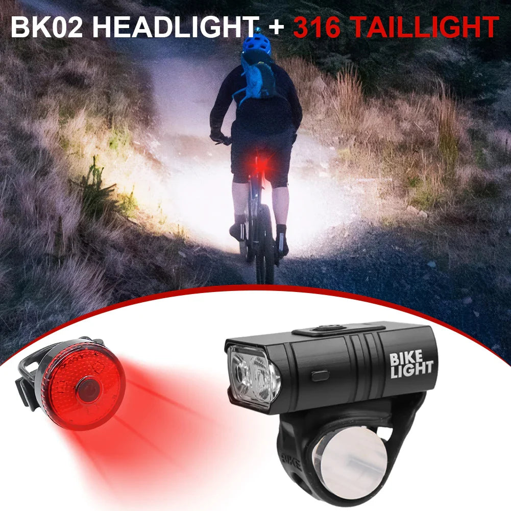 USB Rechargeable LED Bicycle Light Set – Waterproof Bike Headlight and Rear Light with Multiple Modes for Safety and Visibility-3