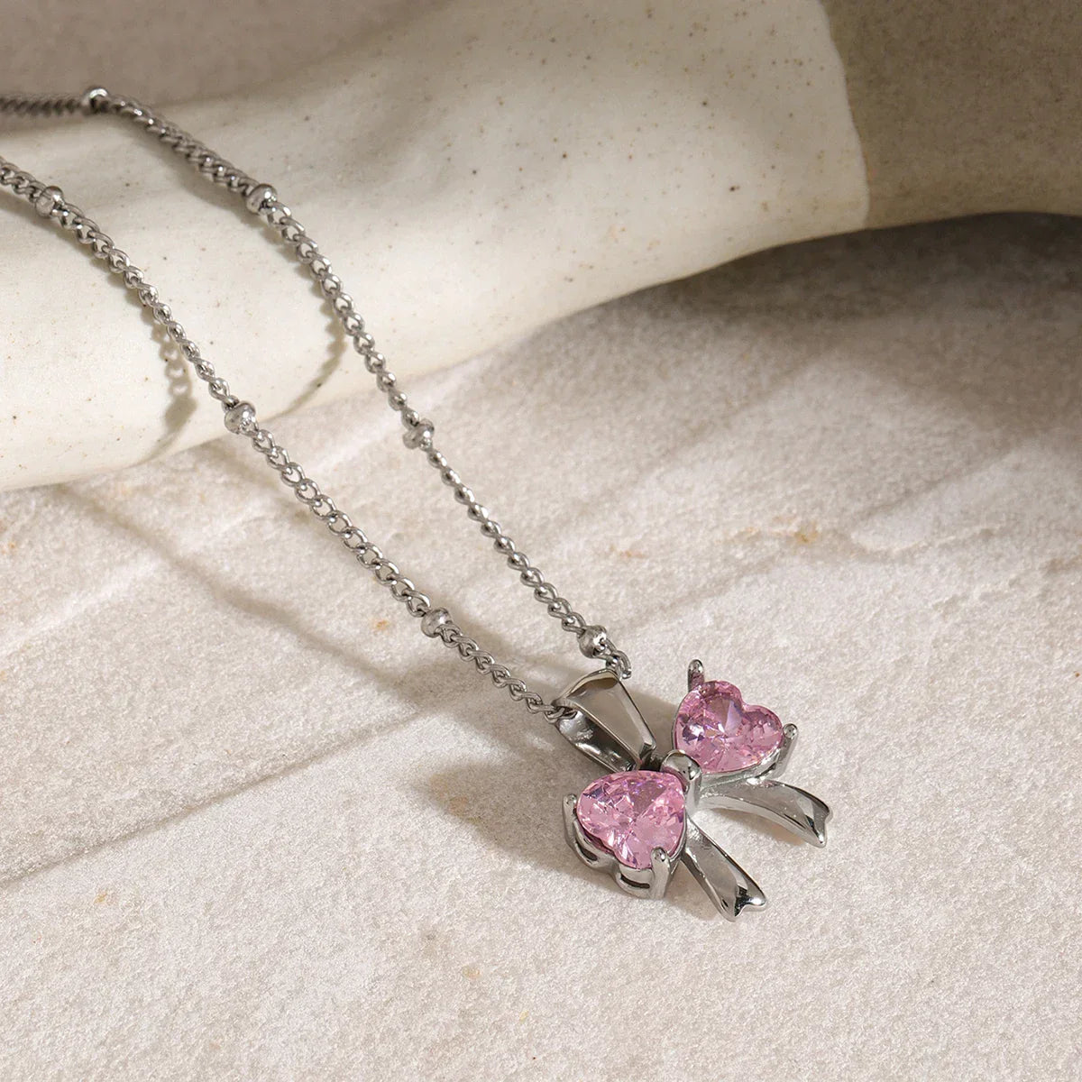 Delicate Women's Bow Diamond Necklace
