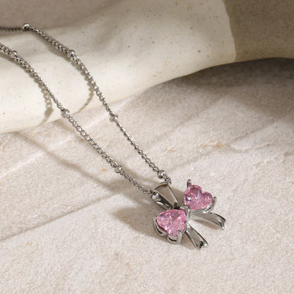 Delicate Women's Bow Diamond Necklace