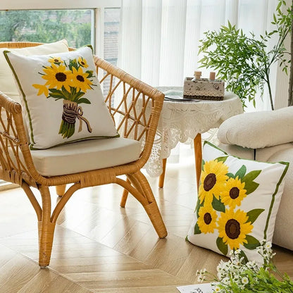Soft Floral Cushion Pillow 18x18 Inch Sunflower Design
