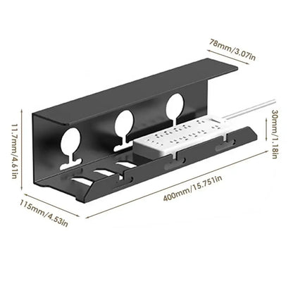 Space Saving Under Desk Cable Organizer Black Steel Tray