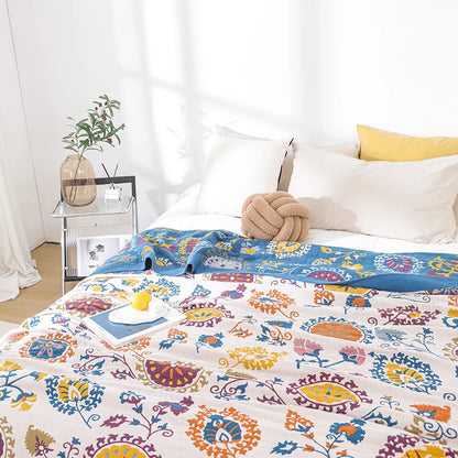 Breathable Natural 100% Cotton Throw Blanket