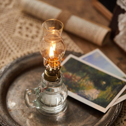 Rustic Antique Oil Table Lamp