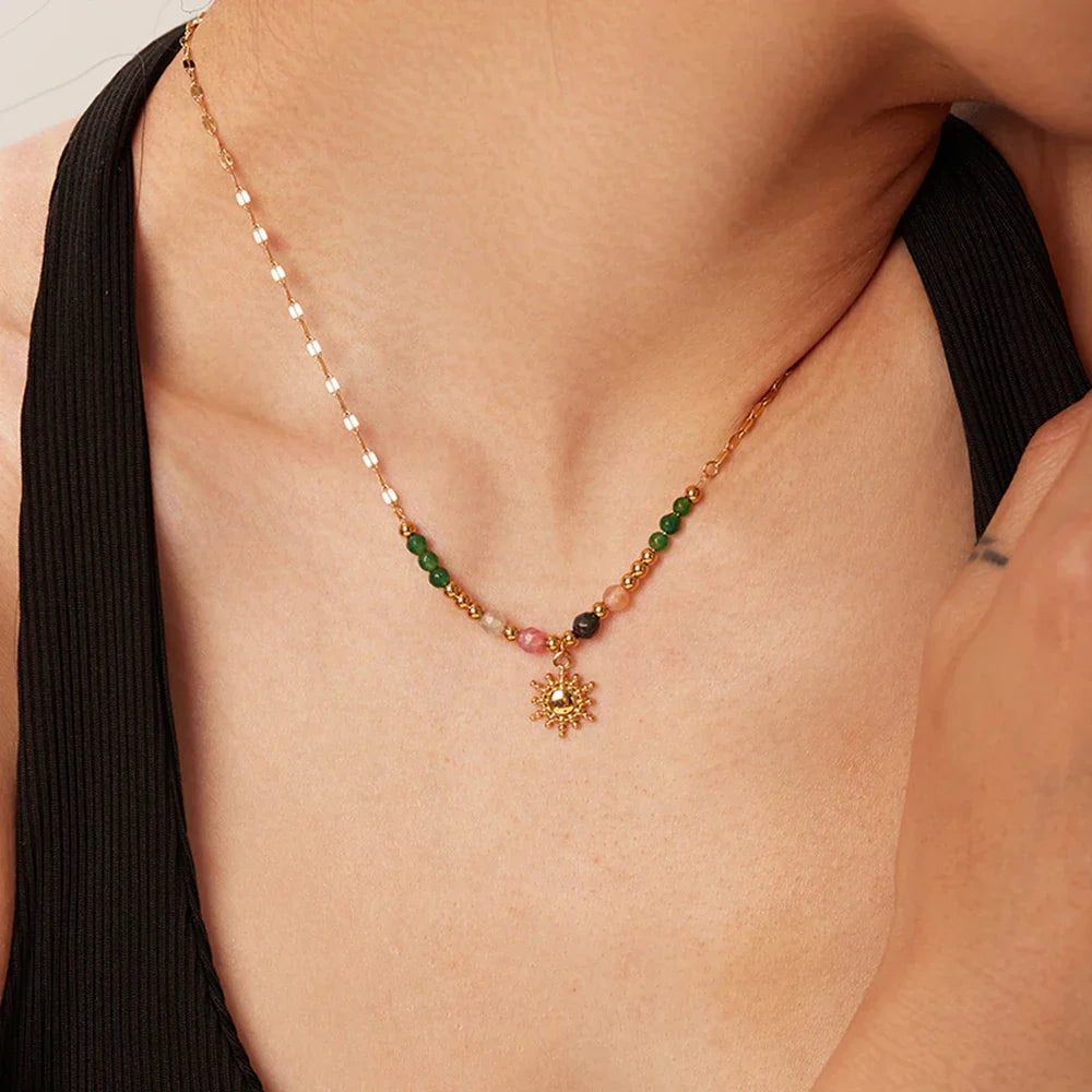 Delicate Bohemian Style Sun Necklace