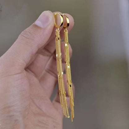 Beautiful Dangling Chain Tassel Earrings - Fesara