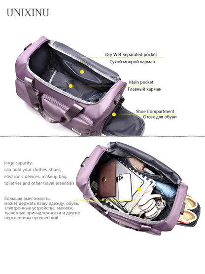Spacious 35L Travel Duffel Bag with Shoe Pocket