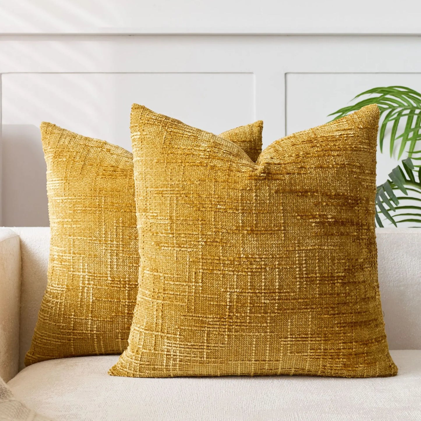 Soft Chenille Cushion with Natural Bamboo Pattern