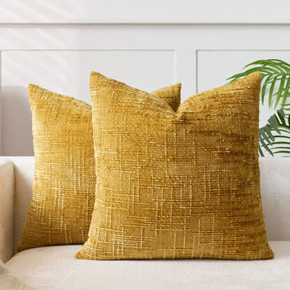 Soft Chenille Cushion with Natural Bamboo Pattern