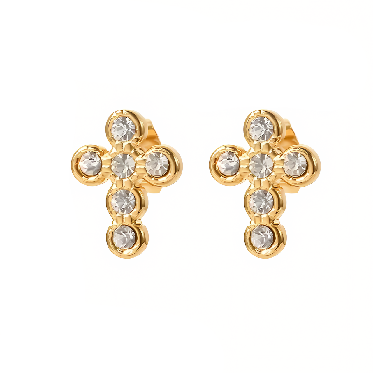 Delicate Silver Cross Earrings - Fesara