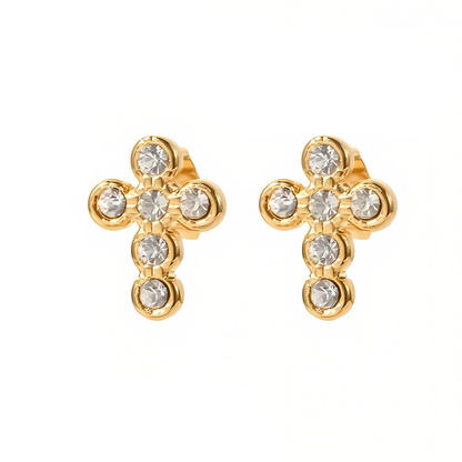 Delicate Silver Cross Earrings - Fesara