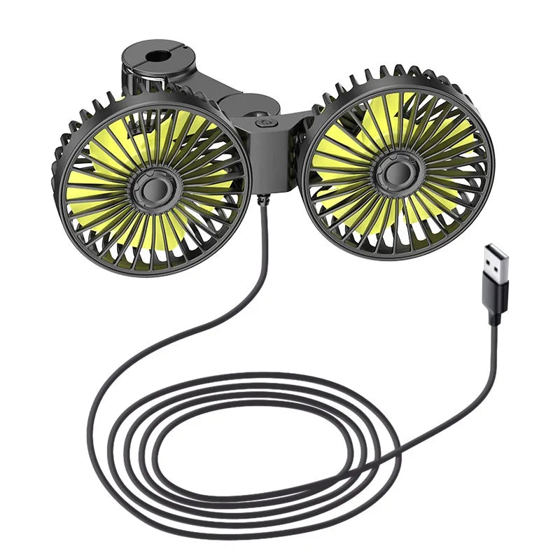 Portable Car Fan with 3 Speeds and USB Charging