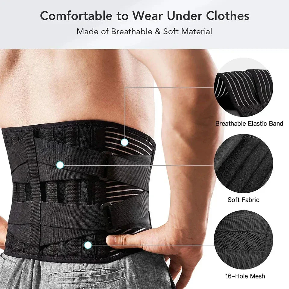 Comfortable Back Support Brace with Adjustable Lumbar Belt - Fesara