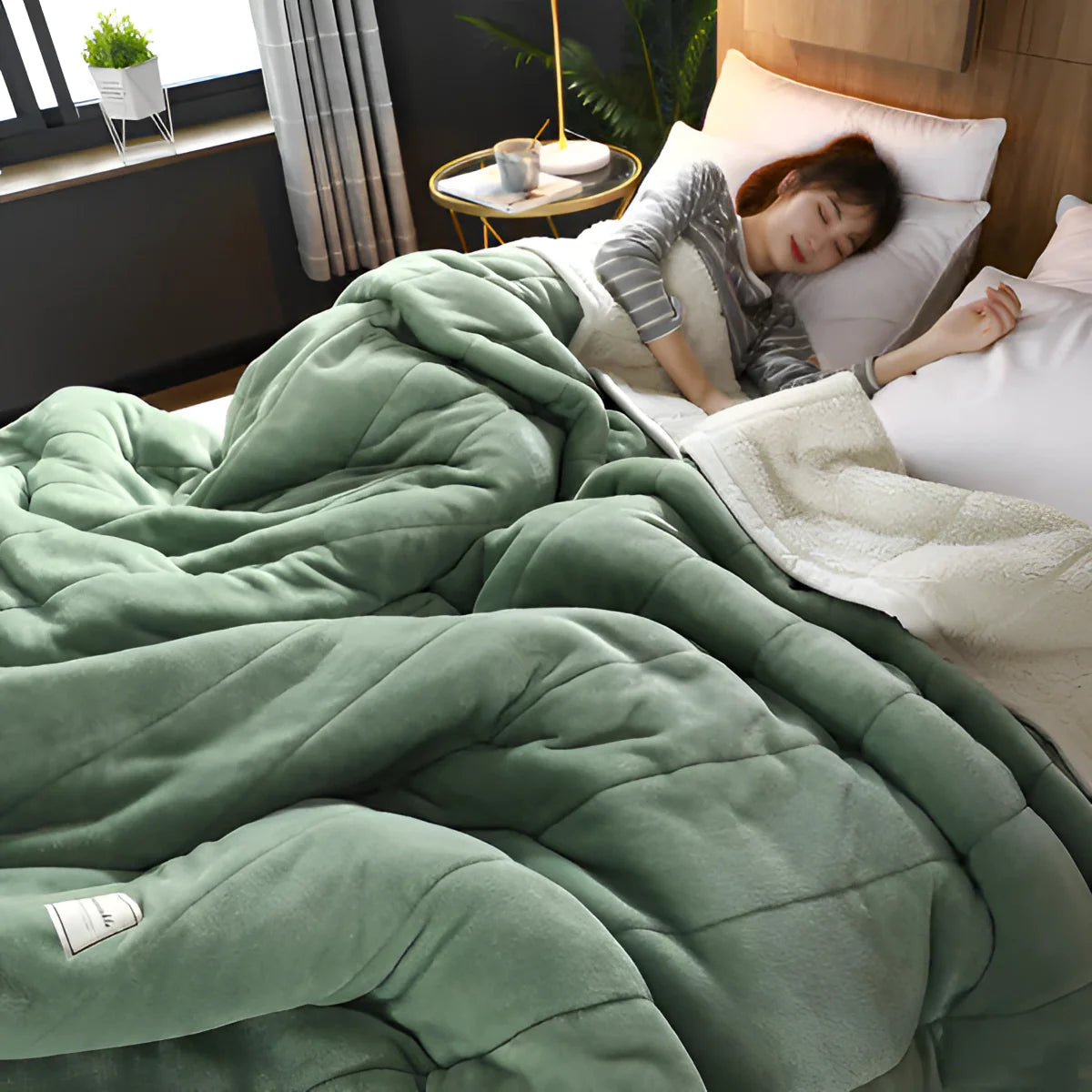 Sherpa Fleece Duvet Cover Weighted Blanket 4