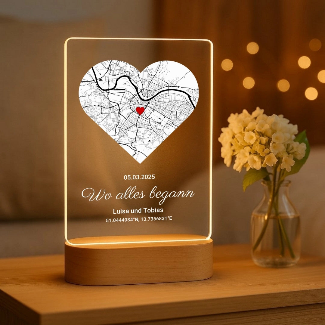 Customizable LED Table Lamp with Wooden Base