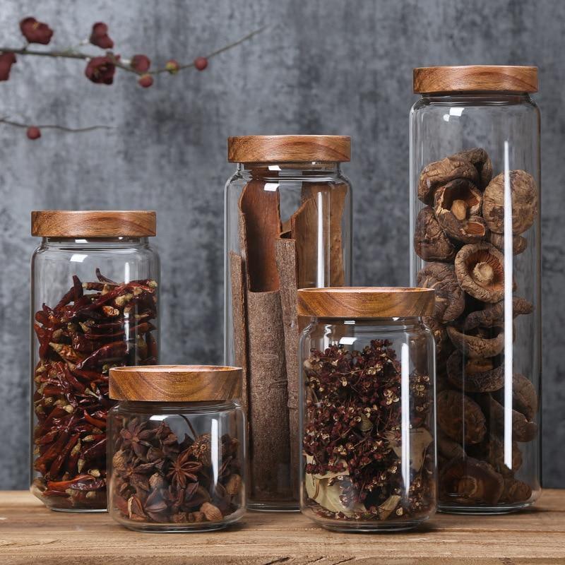 Clear Glass Kitchen Storage Jars Airtight Canisters - Fesara
