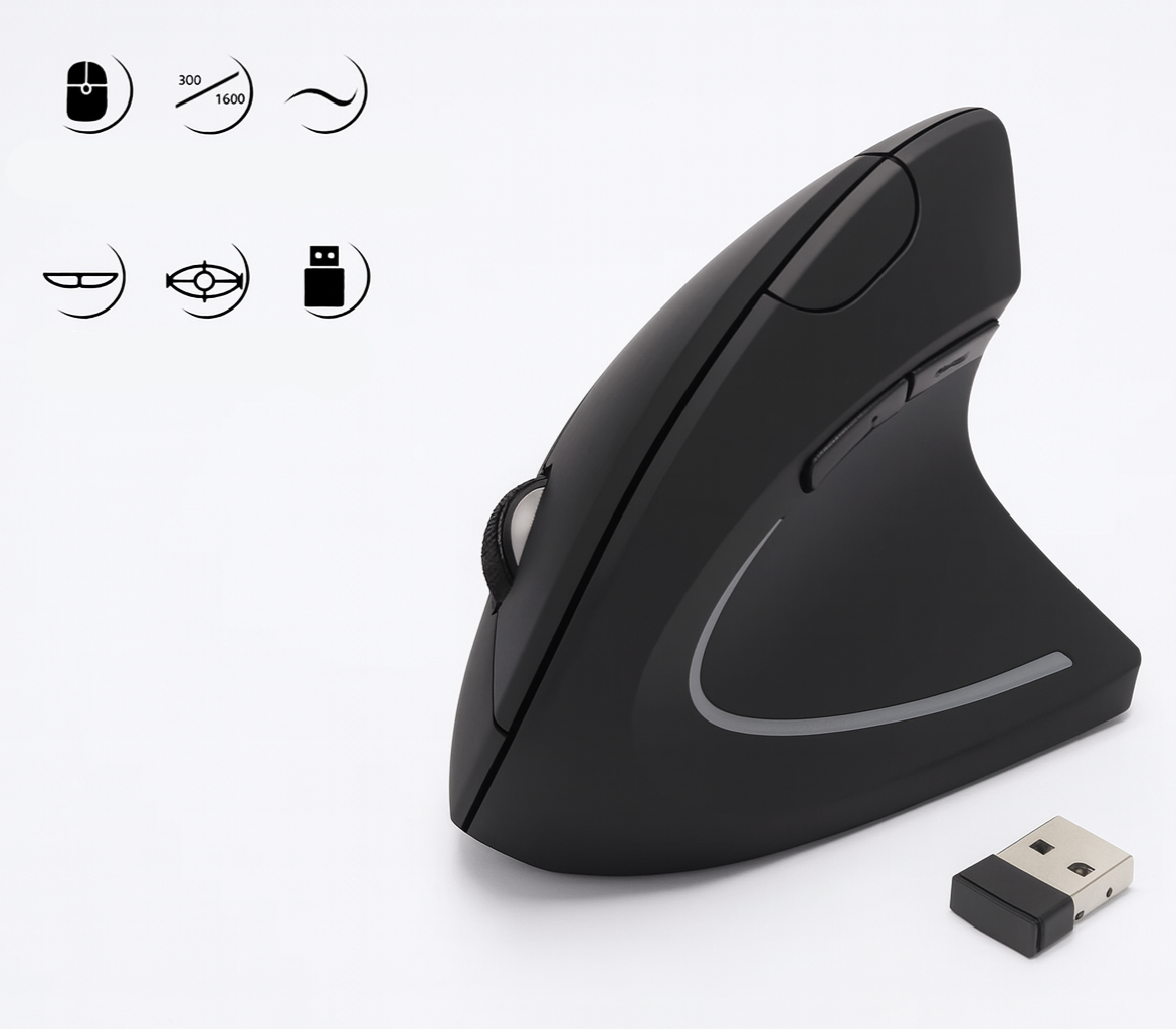 Quiet Ergo Wireless Mouse with Adjustable Sensitivity - Fesara