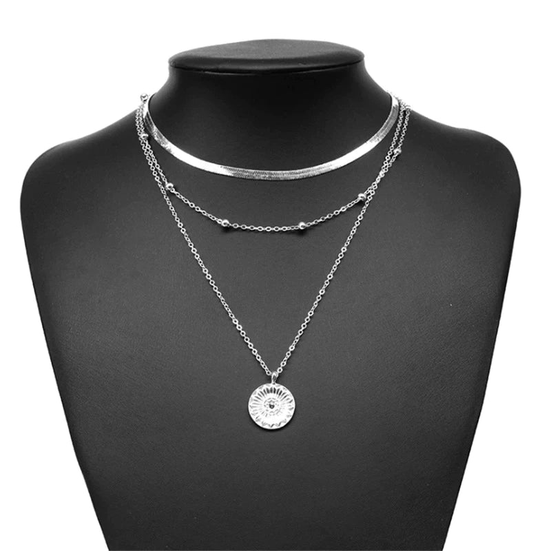 Silver triple necklace 3