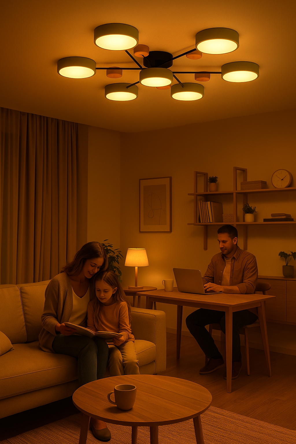 Contemporary LED Ceiling Lamp with Warm White Lighting