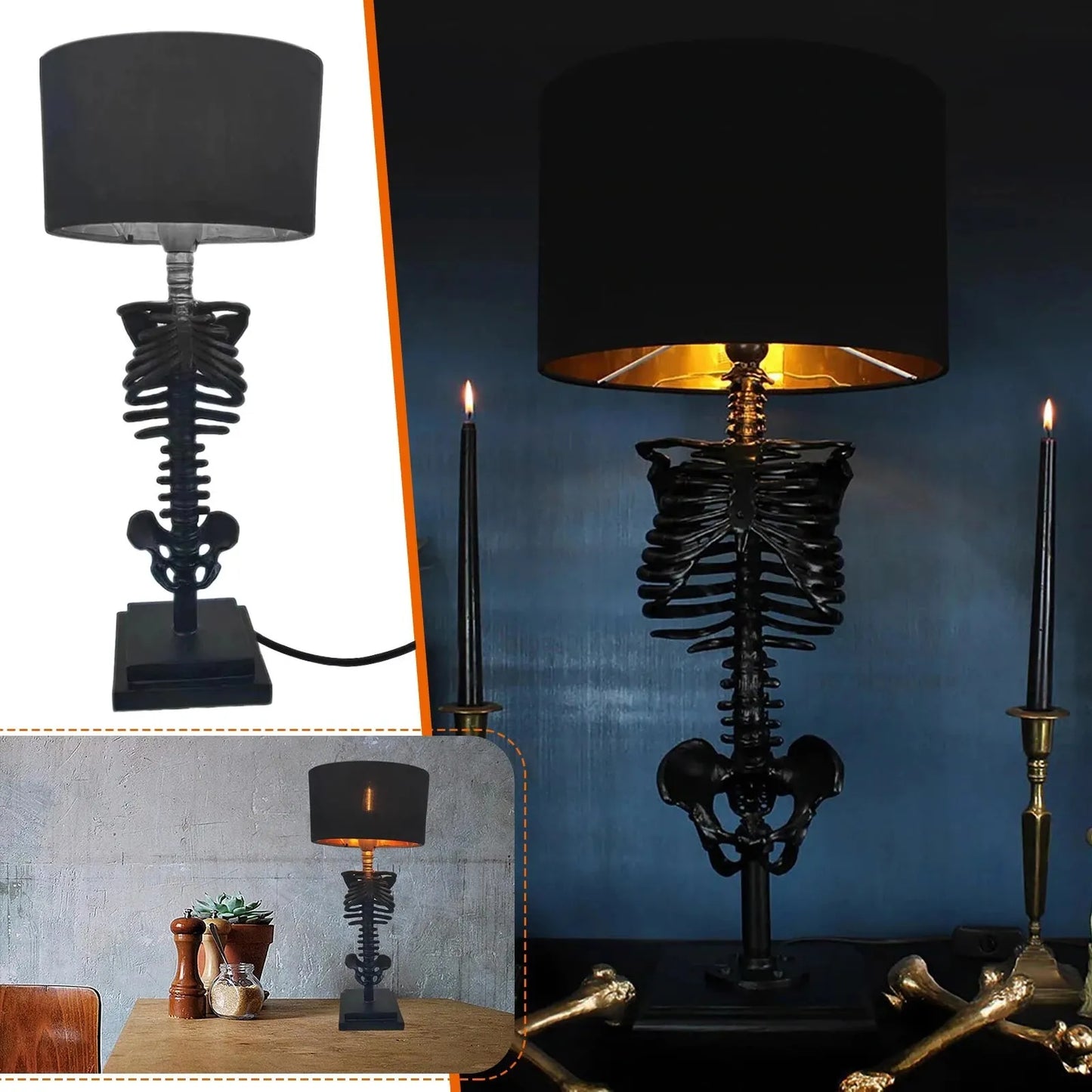 Dark Gothic Bone Table Light