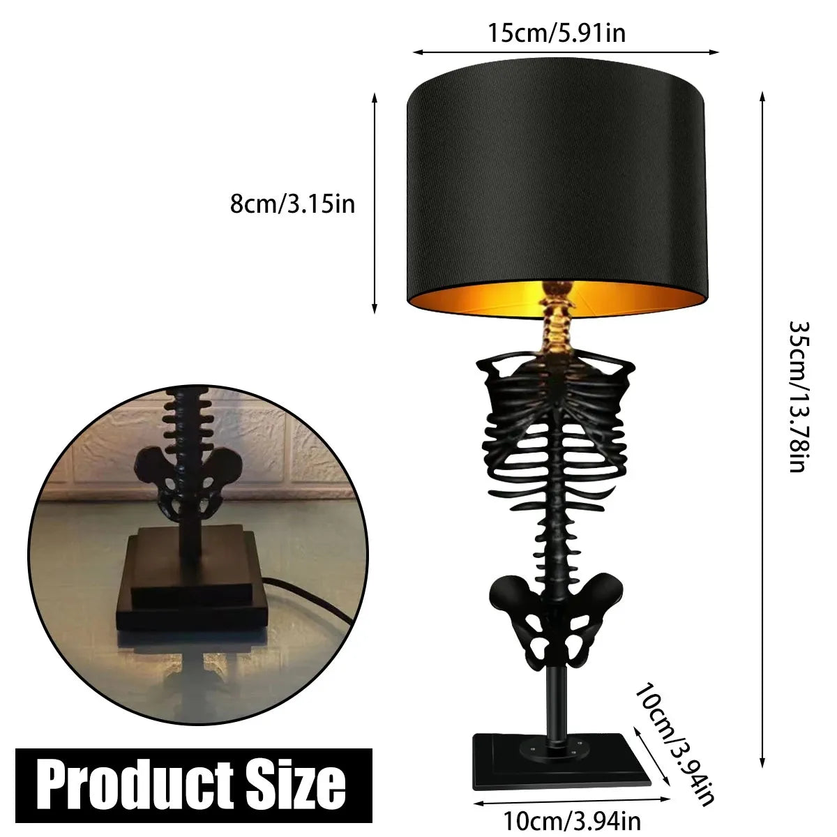 Dark Skull Table Lamp - Unique Handcrafted Design